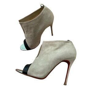 Christian Louboutin / Suede Diptic 100 bootie open toe ankle boot Grey 36.5 6.5